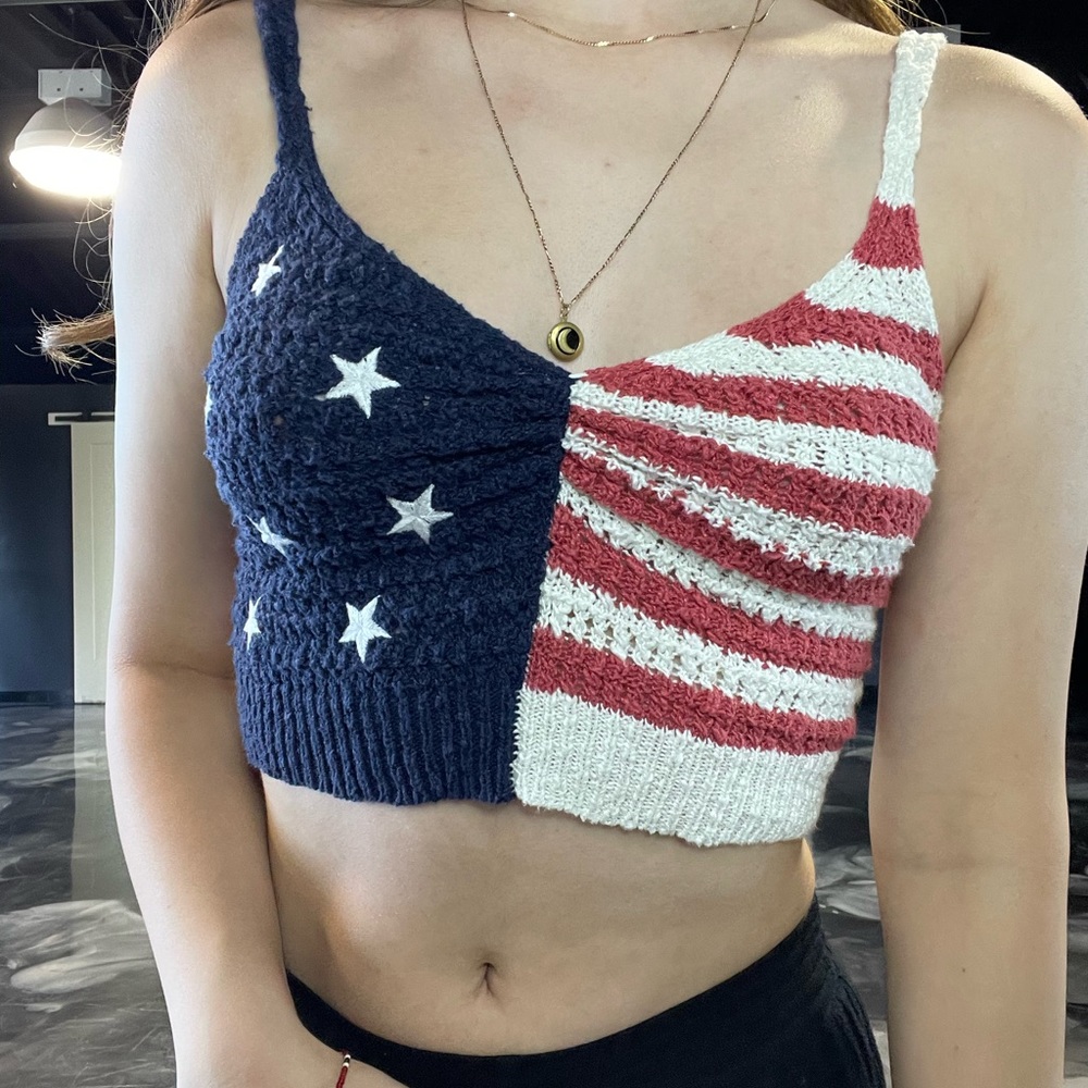 American Eagle 4th of July Knitted Tank XS